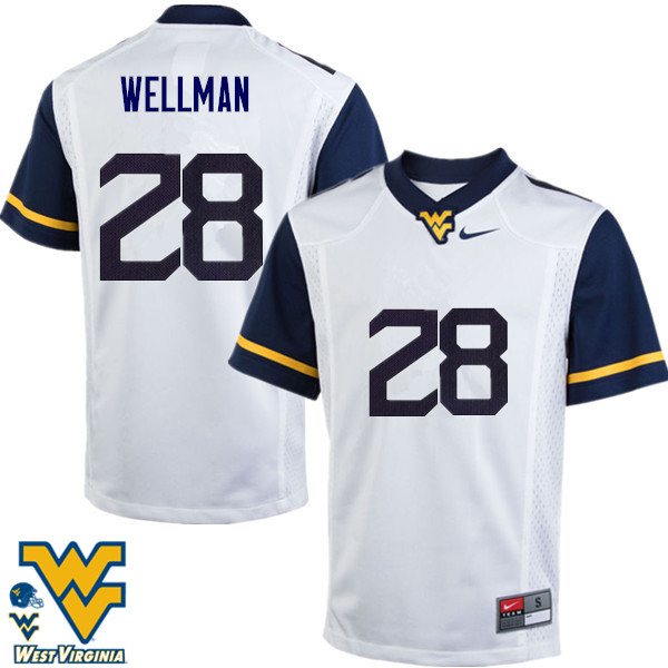 NCAA Men's Elijah Wellman West Virginia Mountaineers White #28 Nike Stitched Football College Authentic Jersey ZE23E16UN